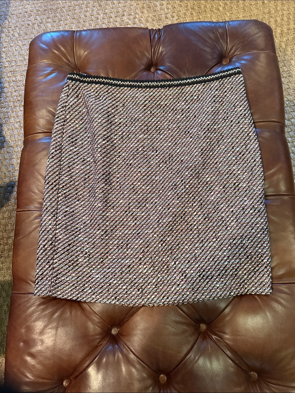 Talbots Classic Textured Knit Mini Skirt in Black & Pink